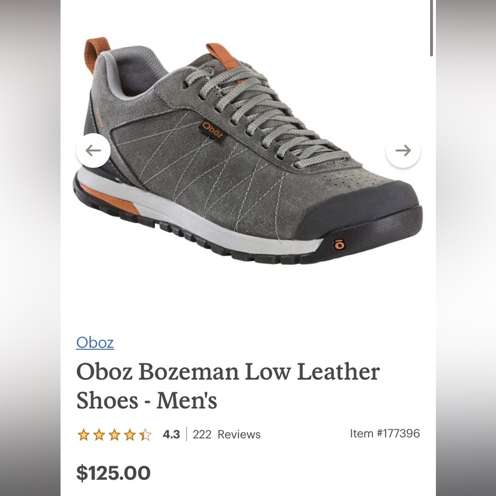 Men’s Oboz Bozeman low leather shoe